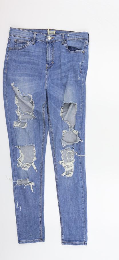Topshop Womens Blue   Straight Jeans Size M L34 in