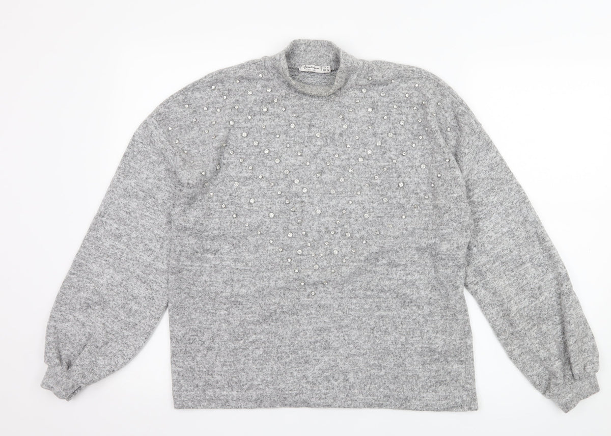 Stradivarius Womens Grey  Jersey Pullover Jumper Size M