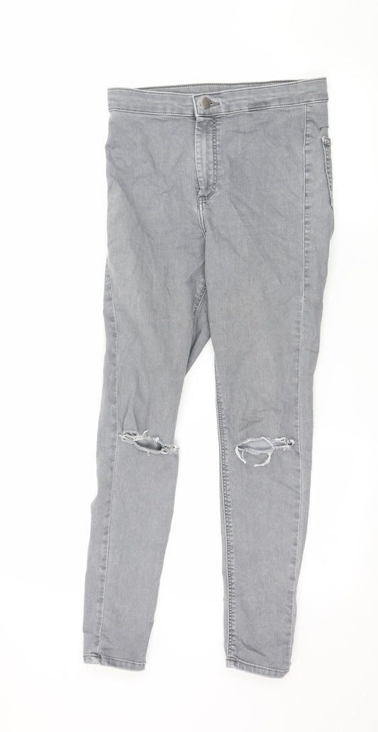 Topshop Womens Grey  Denim Skinny Jeans Size 28 in L26 in
