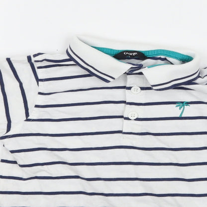 George Boys White Striped Jersey Basic T-Shirt Size 5-6 Years
