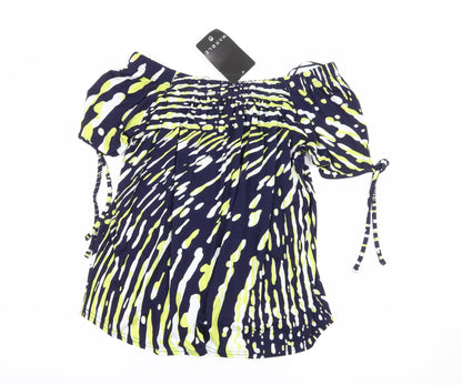 Womens UK Size S Marble Blue Basic Blouse