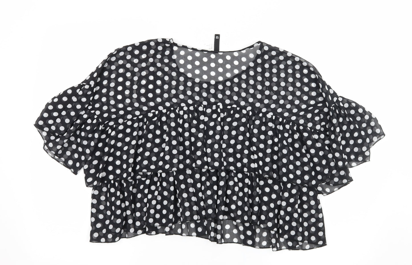 Divided by H&M Womens Beige Polka Dot  Basic Blouse Size 10