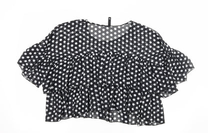 Divided by H&M Womens Beige Polka Dot  Basic Blouse Size 10
