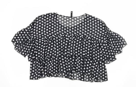 Divided by H&M Womens Beige Polka Dot  Basic Blouse Size 10