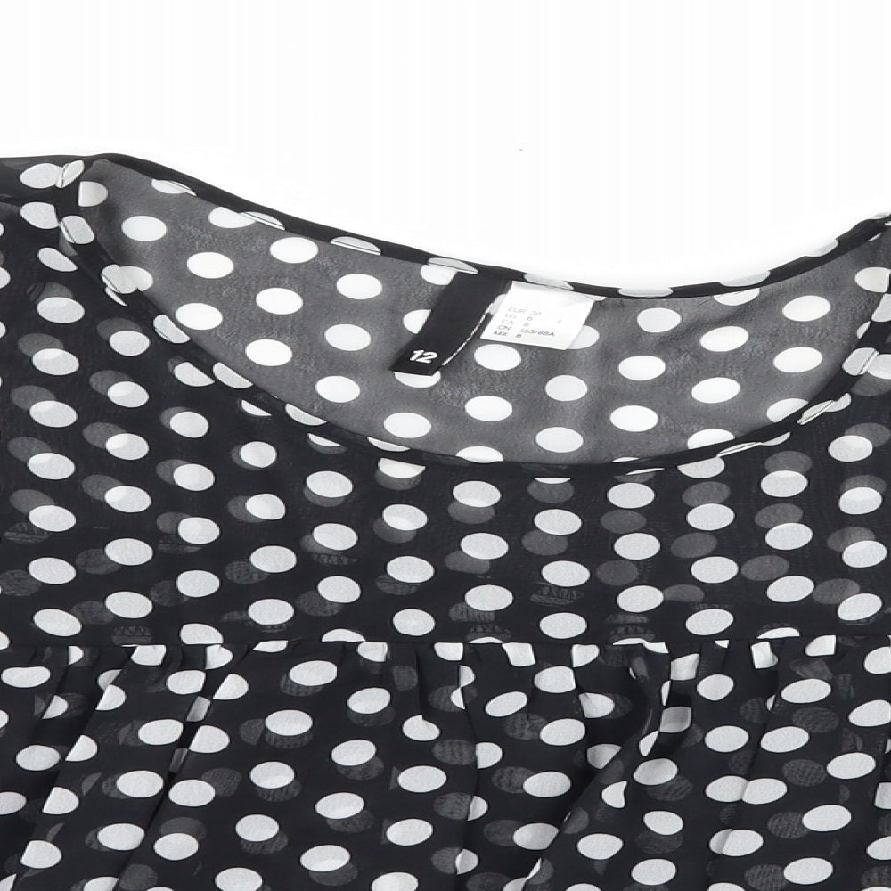 Divided by H&M Womens Beige Polka Dot  Basic Blouse Size 10