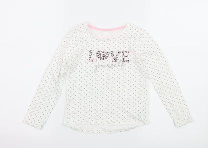 Primakr Girls White Polka Dot Jersey Basic T-Shirt Size 5-6 Years  - Love yourself
