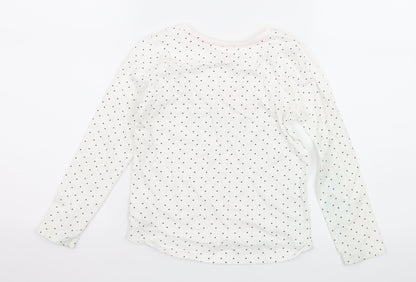 Primakr Girls White Polka Dot Jersey Basic T-Shirt Size 5-6 Years  - Love yourself