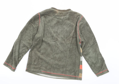 Tout simplement Boys Green Striped Velour Pullover Sweatshirt Size 8 Years