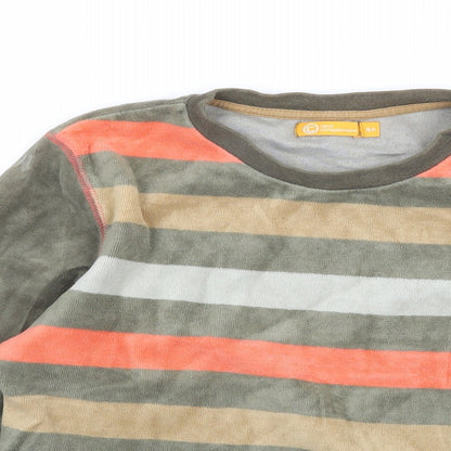 Tout simplement Boys Green Striped Velour Pullover Sweatshirt Size 8 Years