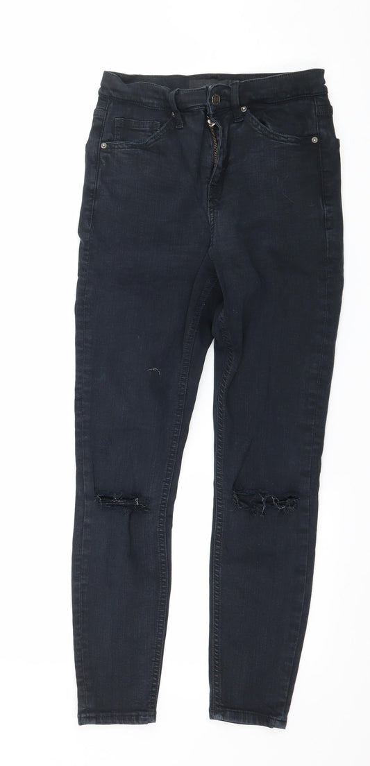 Topshop Womens Black  Denim Skinny Jeans Size 28 in L28 in