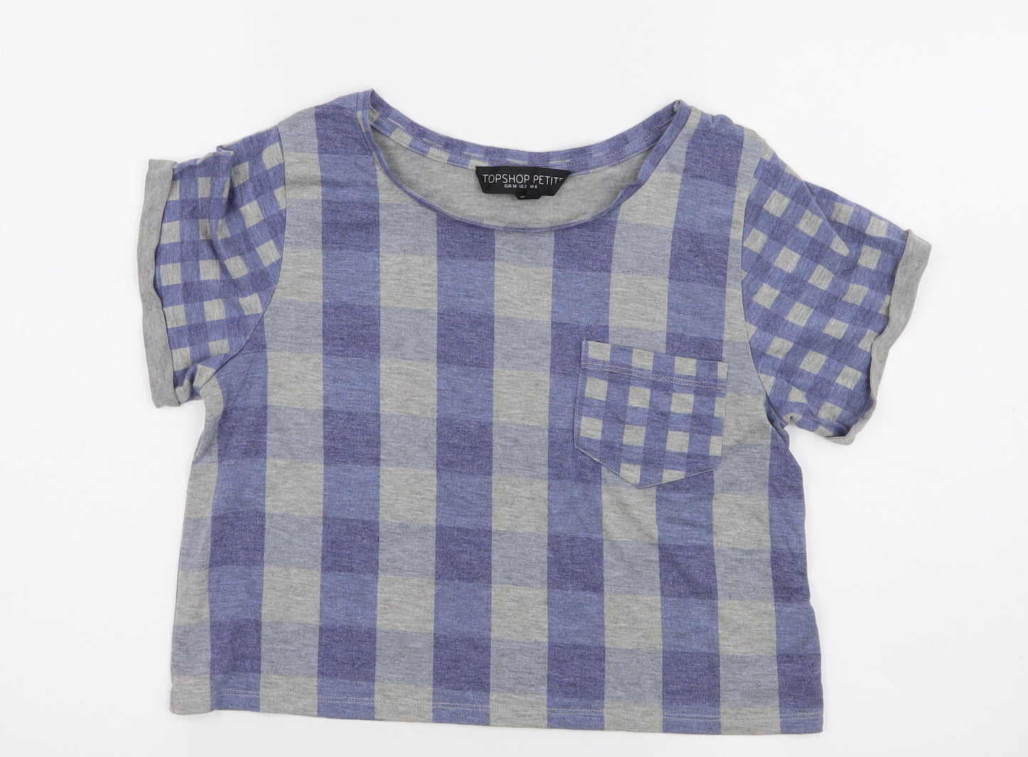 Womens UK Size 6 Topshop Blue Basic T-Shirt