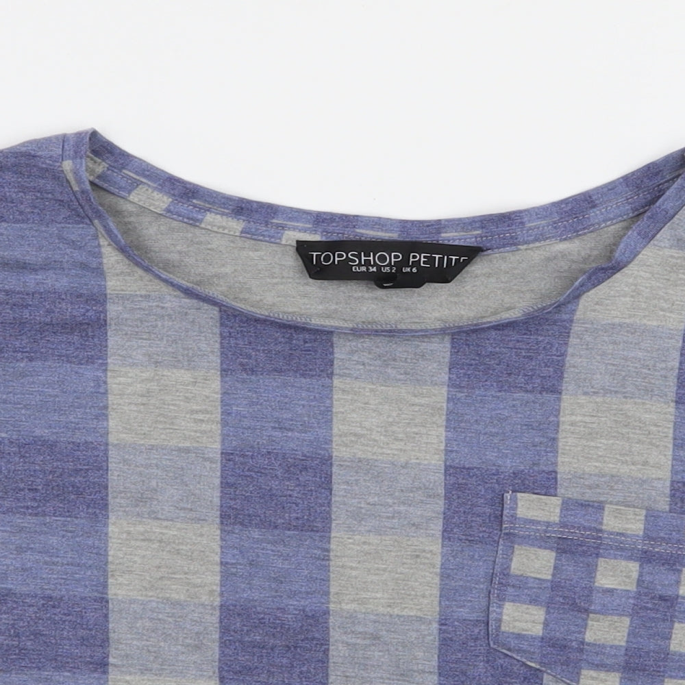 Womens UK Size 6 Topshop Blue Basic T-Shirt