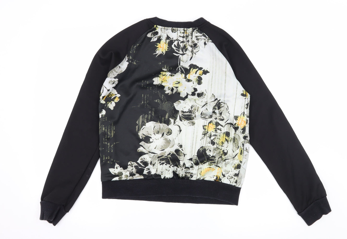 Girls On Film Womens Black Floral Jersey Pullover Sweatshirt Size 8