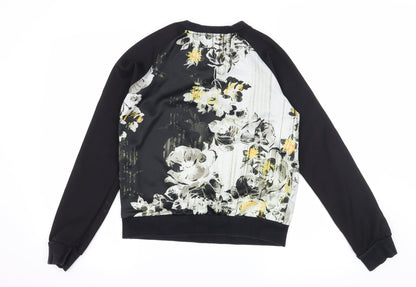Girls On Film Womens Black Floral Jersey Pullover Sweatshirt Size 8