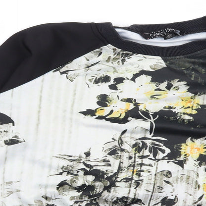 Girls On Film Womens Black Floral Jersey Pullover Sweatshirt Size 8
