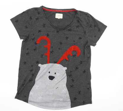 NEXT Womens Grey Solid Jersey Top Pyjama Top Size S  - Christmas Polar Bear
