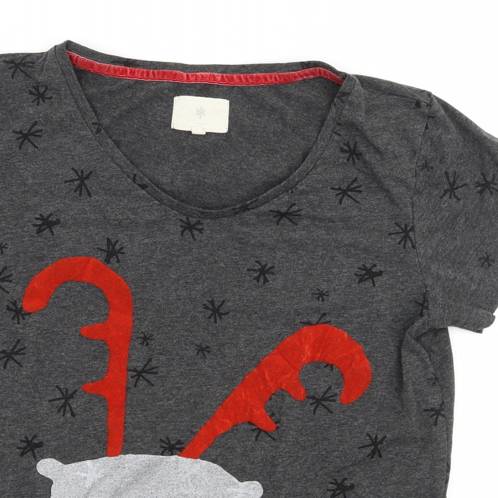 NEXT Womens Grey Solid Jersey Top Pyjama Top Size S  - Christmas Polar Bear