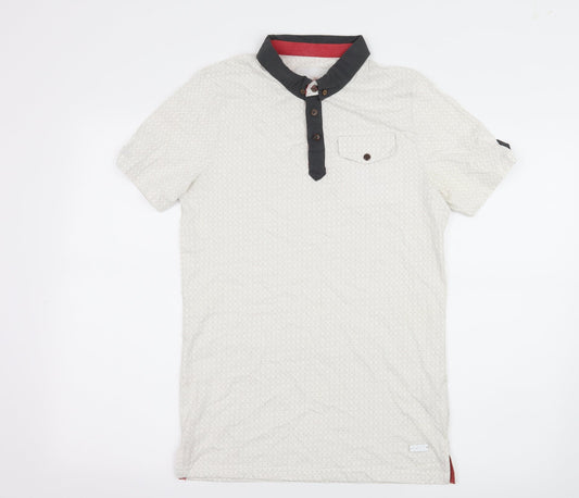 EN:TT Mens Grey Geometric Jersey  Polo Size S