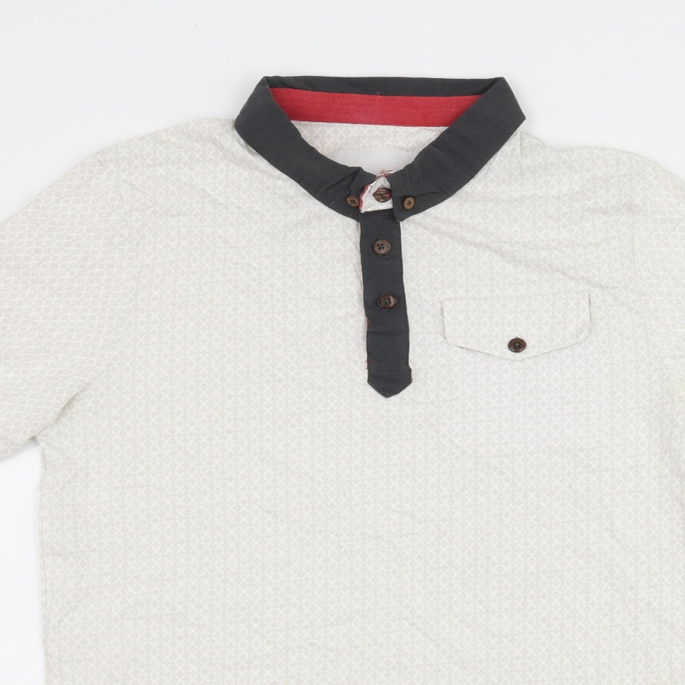 EN:TT Mens Grey Geometric Jersey  Polo Size S