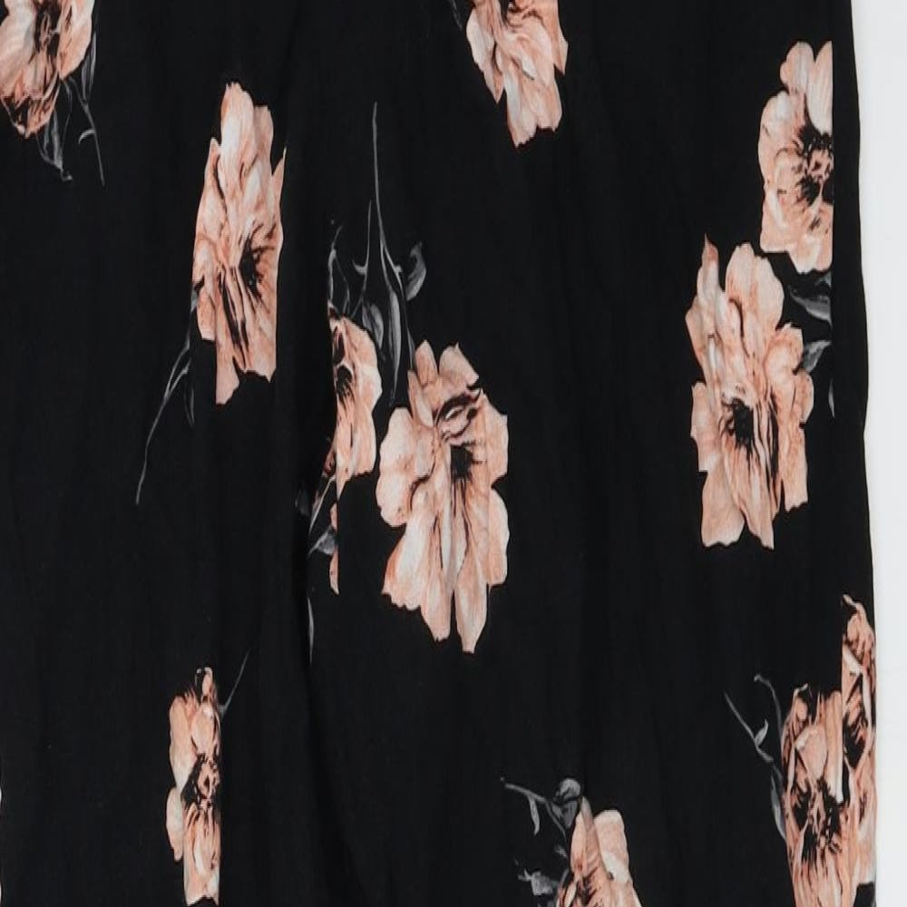 F&F  Womens Black Floral  Trousers  Size 8 L24 in