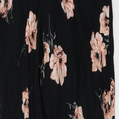 F&F  Womens Black Floral  Trousers  Size 8 L24 in