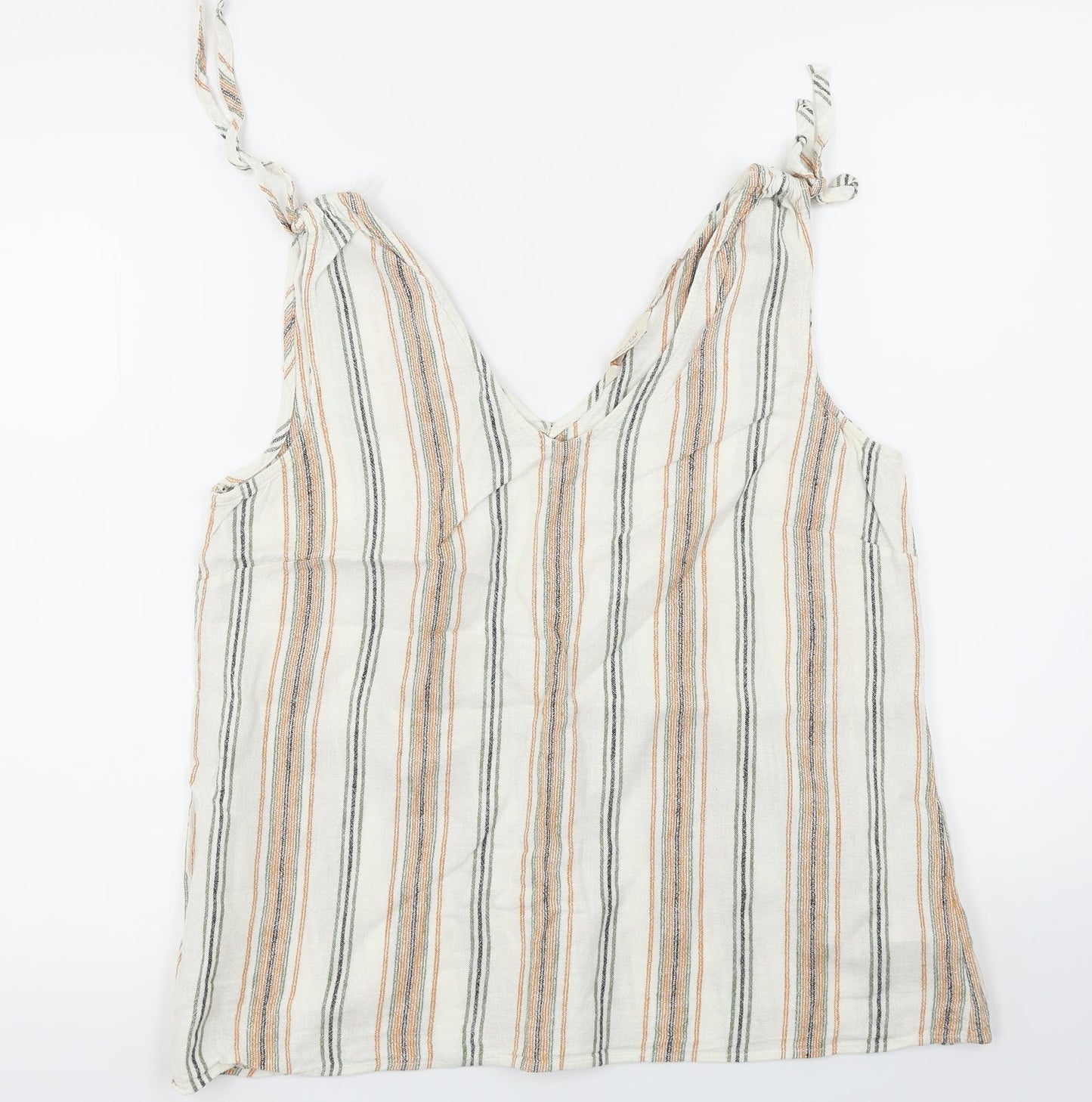 F&F Womens White Striped  Basic T-Shirt Size 12