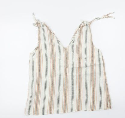 F&F Womens White Striped  Basic T-Shirt Size 12