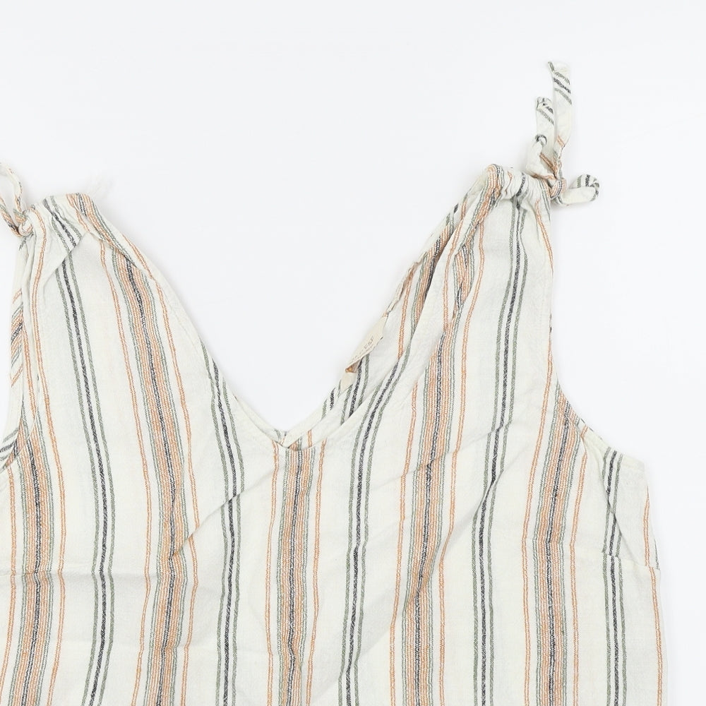 F&F Womens White Striped  Basic T-Shirt Size 12