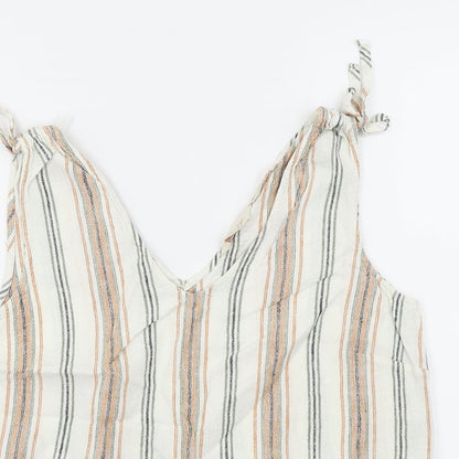 F&F Womens White Striped  Basic T-Shirt Size 12