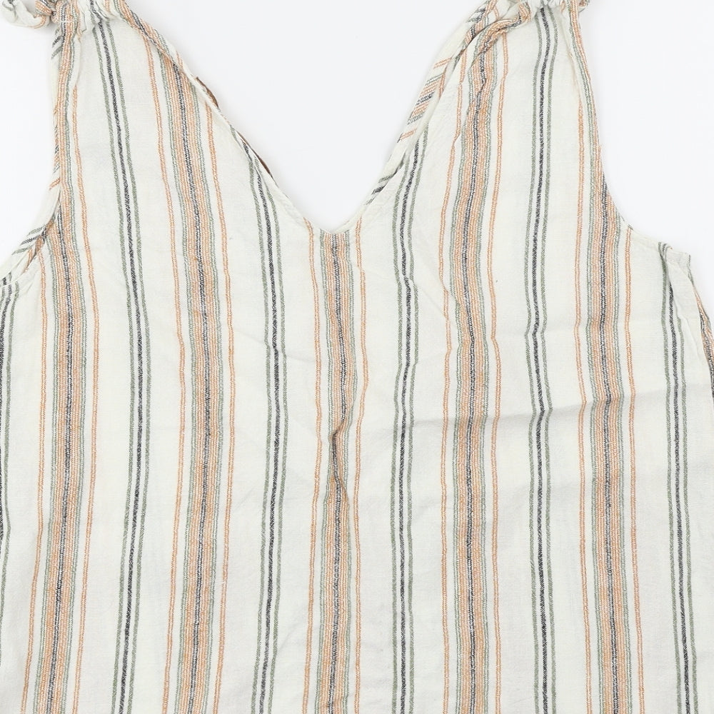 F&F Womens White Striped  Basic T-Shirt Size 12