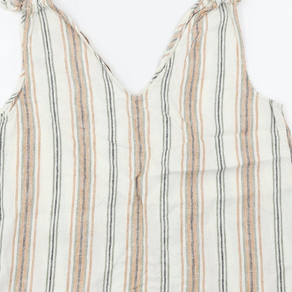 F&F Womens White Striped  Basic T-Shirt Size 12