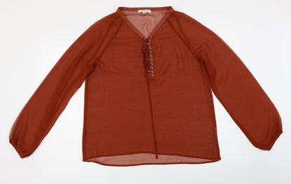 Womens UK Size L Glamorous Brown Basic Blouse