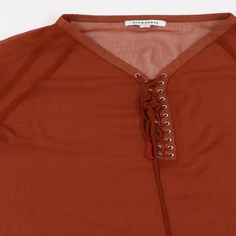 Womens UK Size L Glamorous Brown Basic Blouse