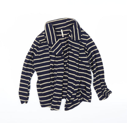 Olivia Moon Womens Blue Striped  Cardigan Jumper Size L