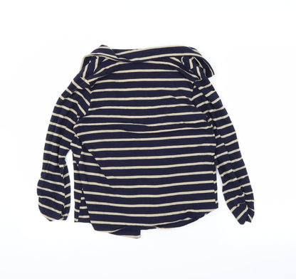 Olivia Moon Womens Blue Striped  Cardigan Jumper Size L
