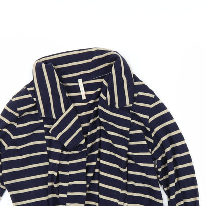 Olivia Moon Womens Blue Striped  Cardigan Jumper Size L