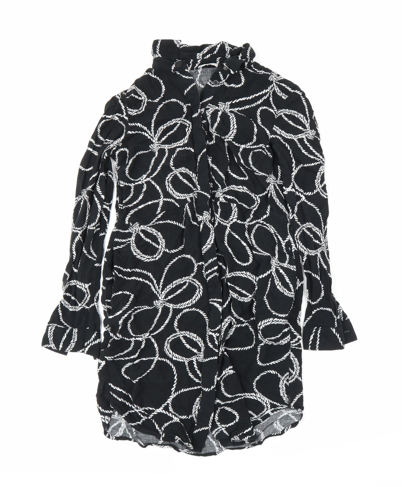 Womens UK Size 6 Warehouse Black Tunic Button-Up