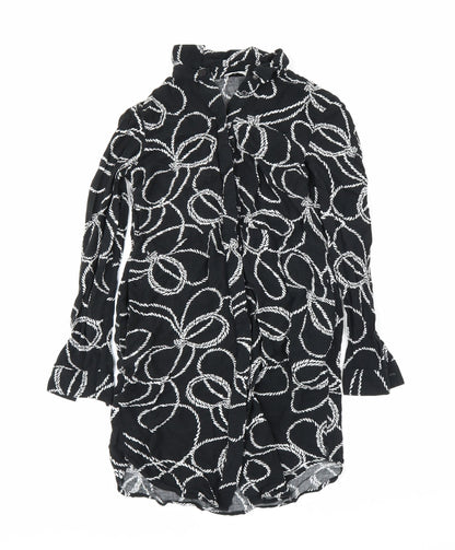 Womens UK Size 6 Warehouse Black Tunic Button-Up