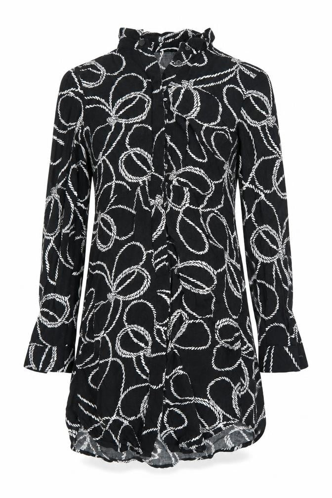 Womens UK Size 6 Warehouse Black Tunic Button-Up