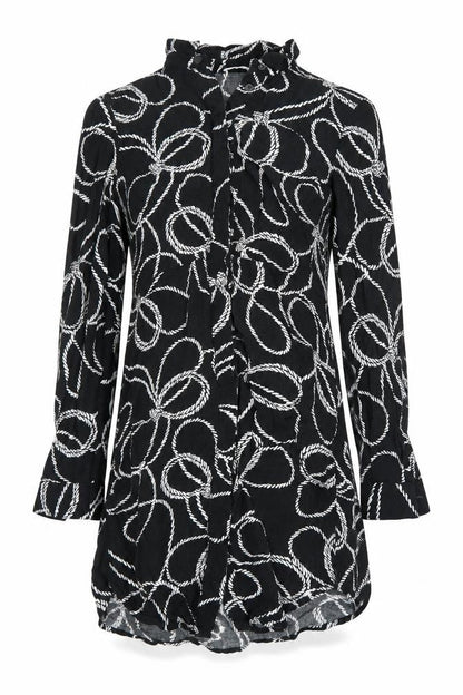 Womens UK Size 6 Warehouse Black Tunic Button-Up