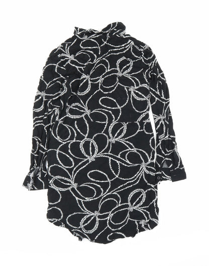 Womens UK Size 6 Warehouse Black Tunic Button-Up