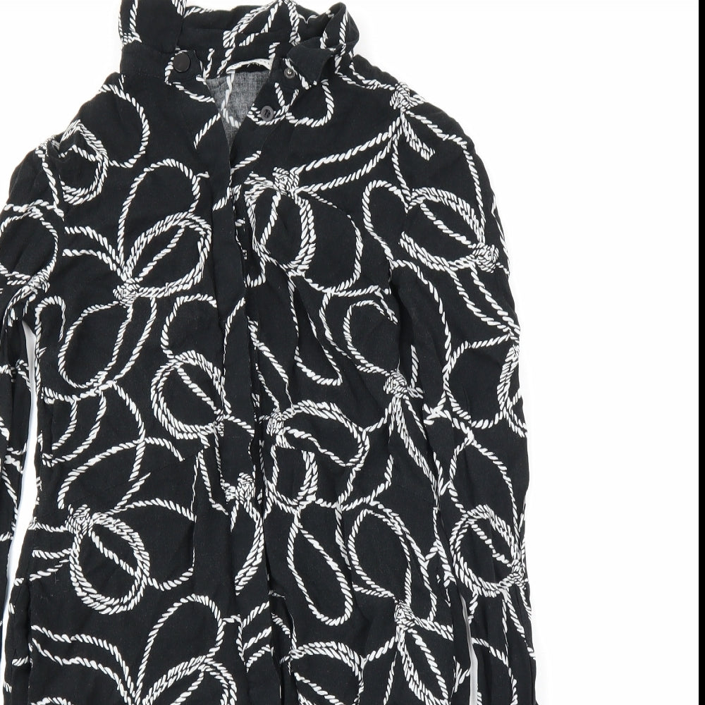 Womens UK Size 6 Warehouse Black Tunic Button-Up
