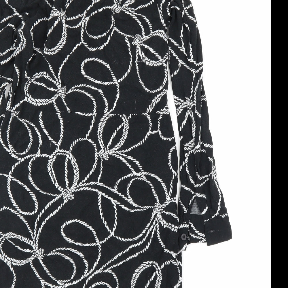Womens UK Size 6 Warehouse Black Tunic Button-Up