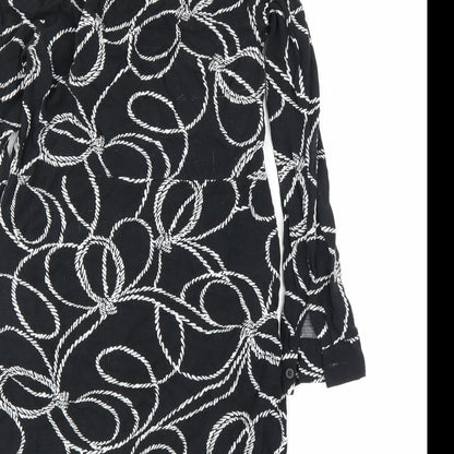 Womens UK Size 6 Warehouse Black Tunic Button-Up