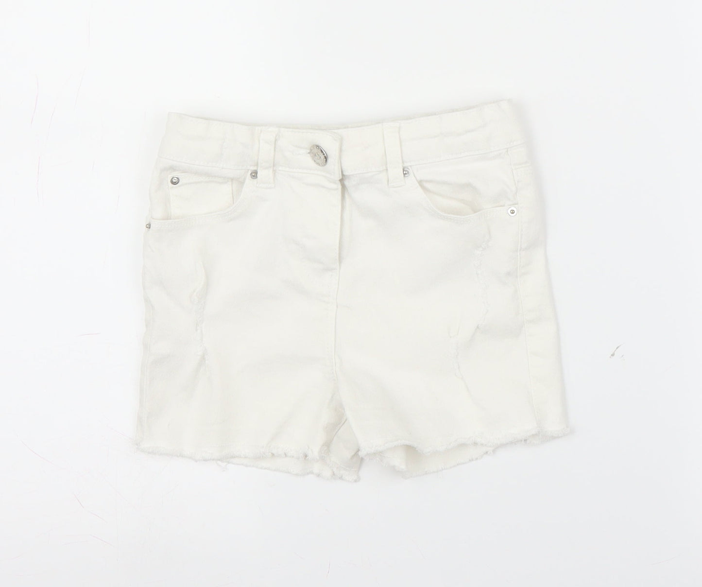 I love Girlswear Girls White  Denim Mom Shorts Size 7 Years