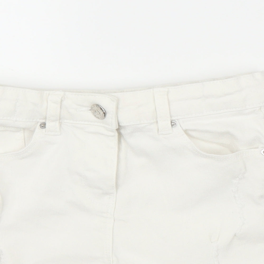 I love Girlswear Girls White  Denim Mom Shorts Size 7 Years