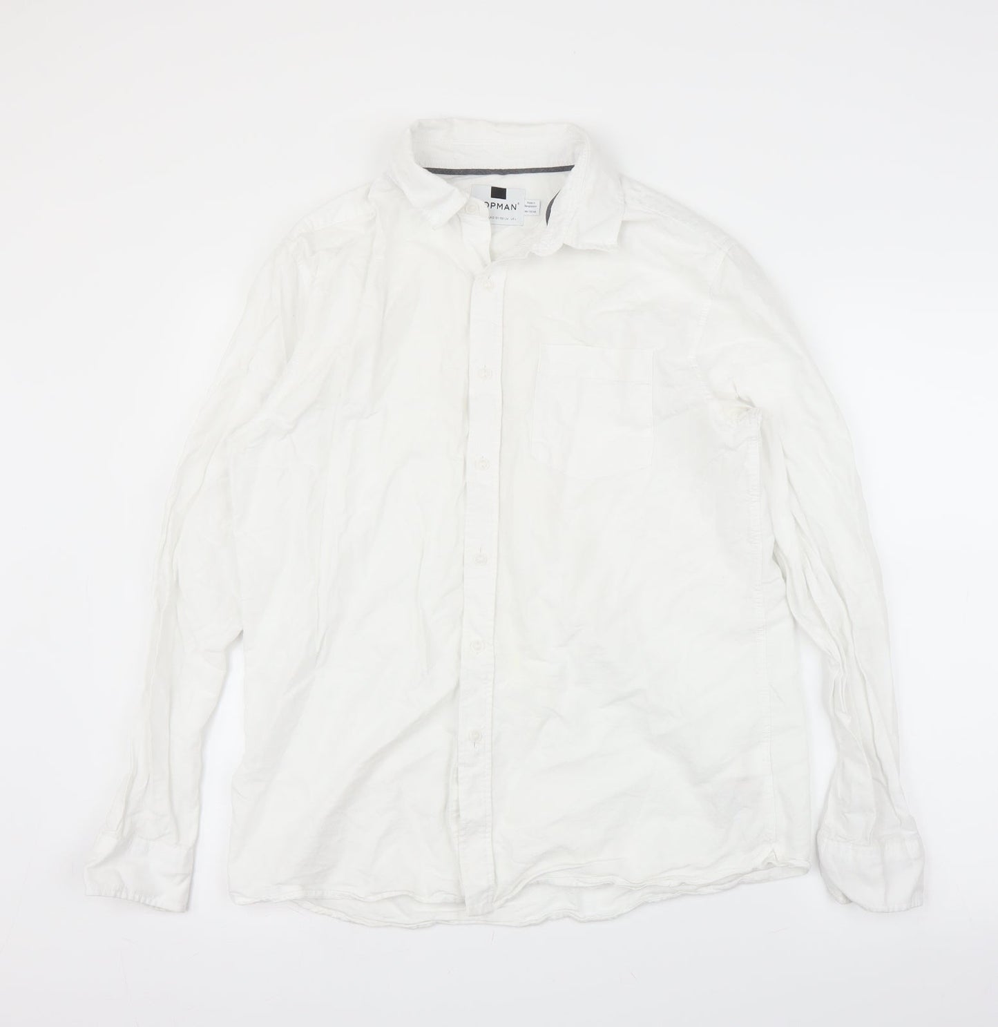 Mens UK Size L Topman White  Button-Up Long Sleeve Casual Shirt