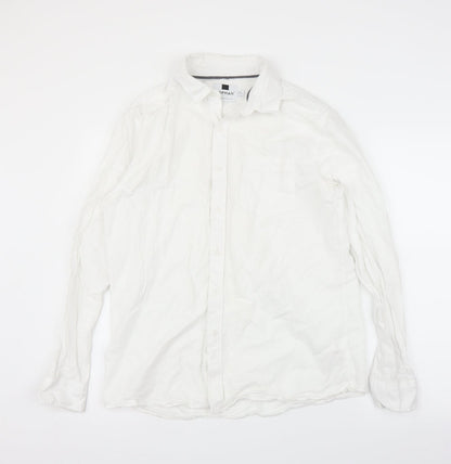 Mens UK Size L Topman White  Button-Up Long Sleeve Casual Shirt