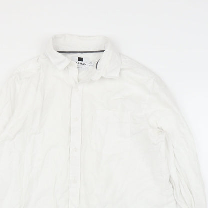 Mens UK Size L Topman White  Button-Up Long Sleeve Casual Shirt