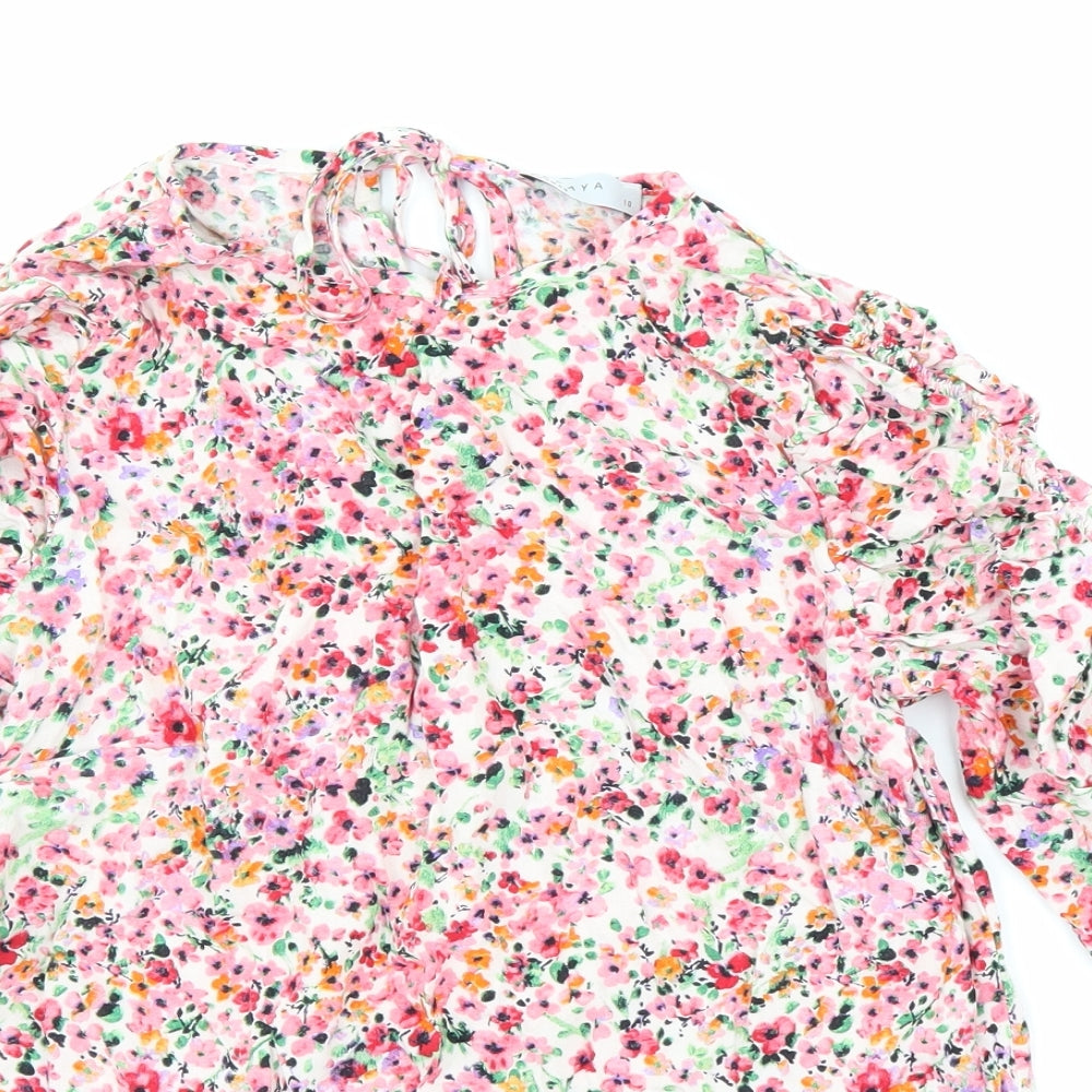Papaya Womens Pink Floral  Basic Blouse Size 10